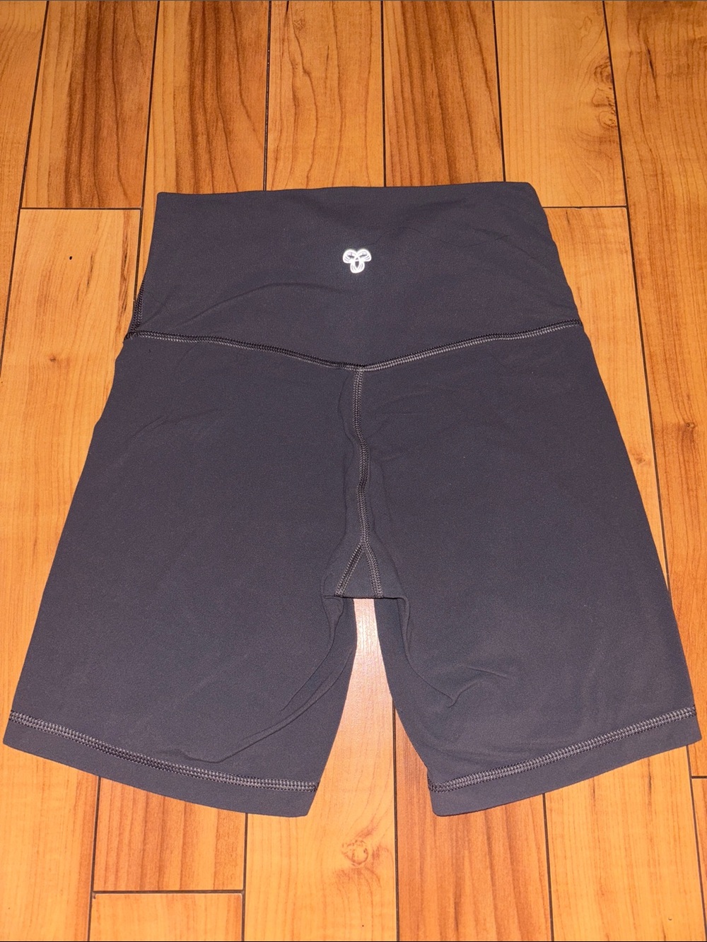 Aritzia TNA Grey High-Waist Bike Shorts with Logo